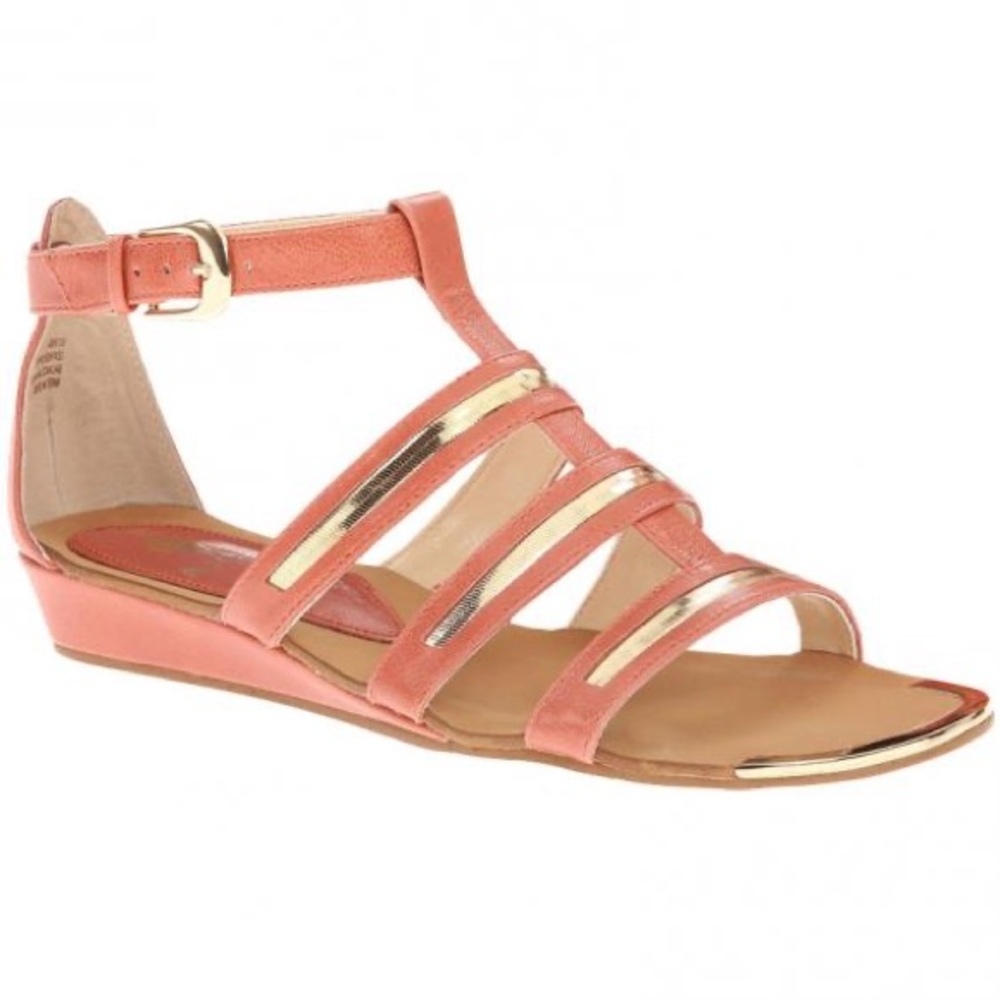 Lightly Worn Sandals - Coral Pink & Gold - Size 8